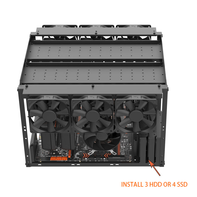 H24 v2 24+4 HDD Open Air PC Case DIY Test Bench Frame with 3.5 Inch Hard Drive Holders for Crypto Mining, Chia Farming XCH FIL BHD, NAS Storage Case