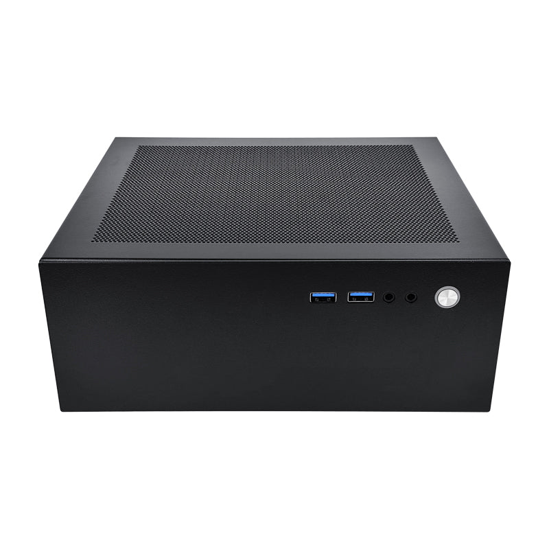 GM100 Mini PC Case 4.3L HTPC Chassis 2X USB 3.0 Fits Flex Power Supply, Single Slot GPU, ITX Motherboard