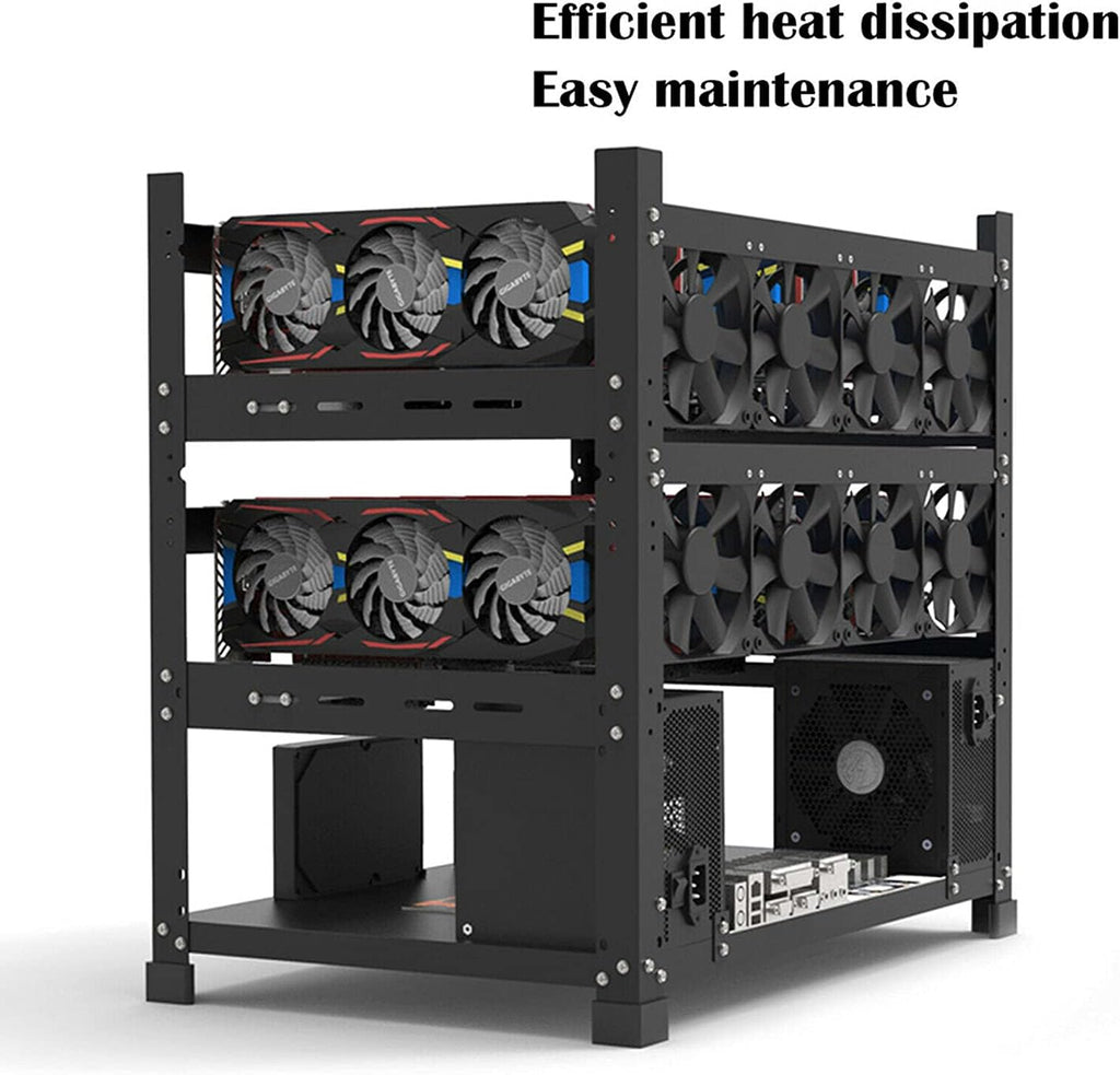 MC036 White Fit 12 GPU Test Bench, Local LLM AI Computer Case, Crypto Mining Rig Frame