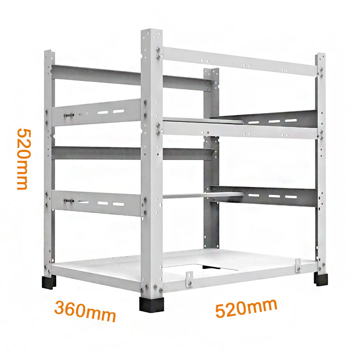 MC036 White Fit 12 GPU Test Bench, Local LLM AI Computer Case, Crypto Mining Rig Frame