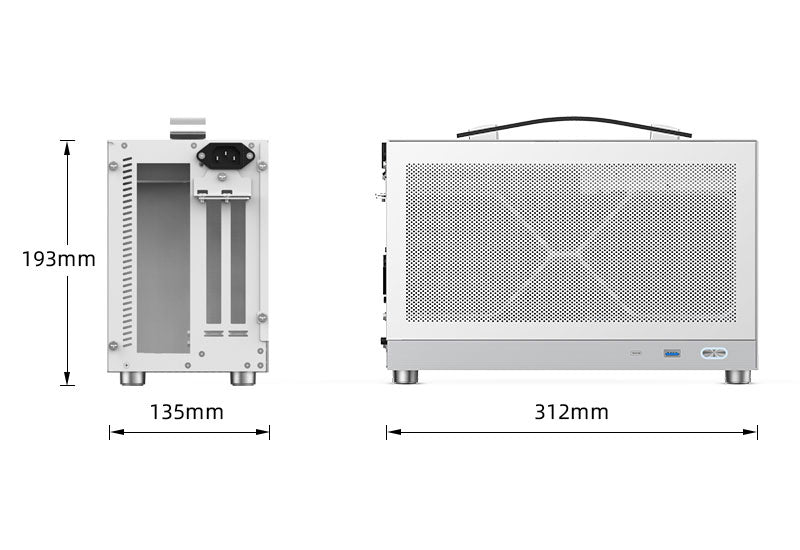 S300 Portable Mini-ITX PC Case with PCIe Cable Fit Dual-Slot GPU